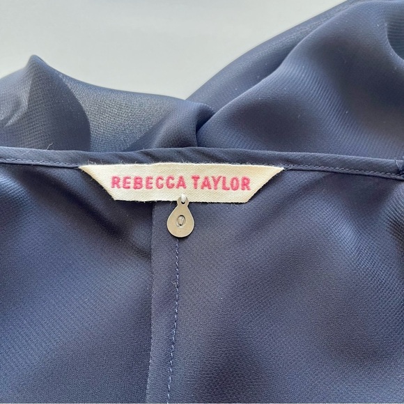 Rebecca Taylor Y2K Midnight Blue Navy Sheer Babydoll Slip Camisole Top size 0 - Picture 3 of 13